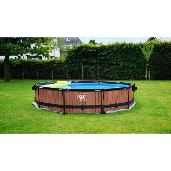 Piscine EXIT Black Wood &oslash;360x76cm avec pompe filtrante - noir