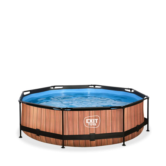 Piscine EXIT Wood ø300x76cm avec pompe filtrante - marron