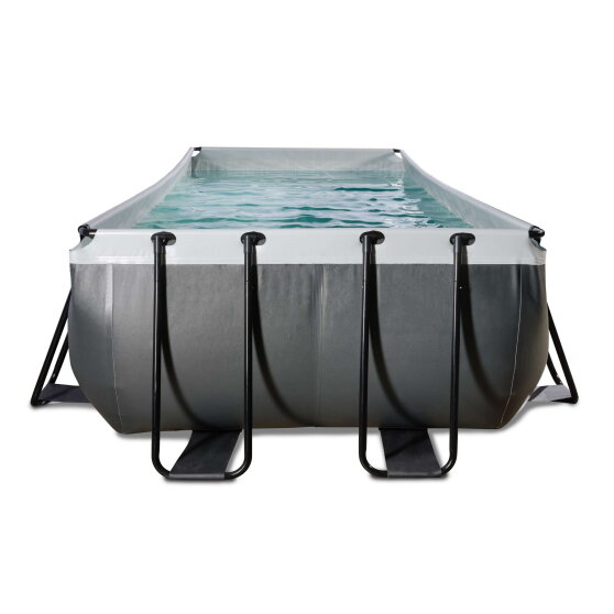 Piscine EXIT Black Leather 400x200x122cm avec pompe filtrante &agrave; sable - noir