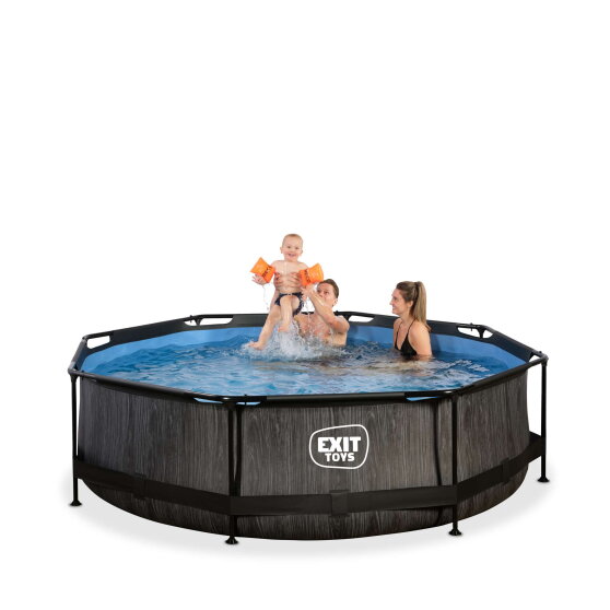 Piscine EXIT Black Wood &oslash;300x76cm avec pompe filtrante - noir