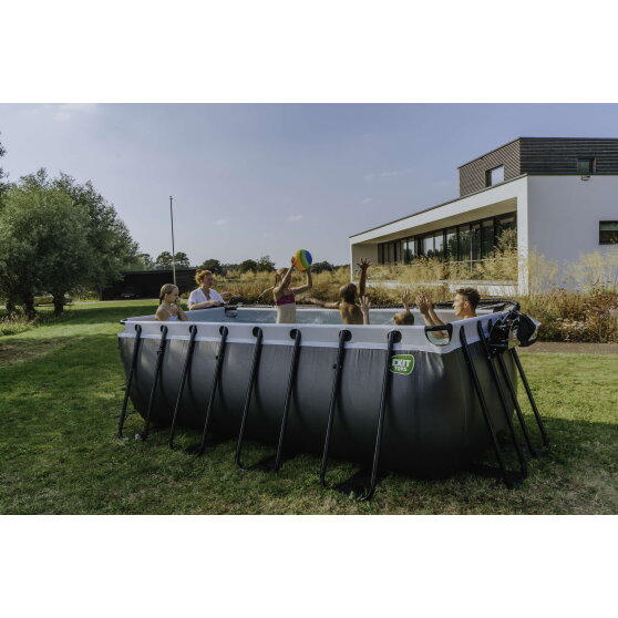 Piscine EXIT Black Leather 400x200x122cm avec pompe filtrante &agrave; sable - noir