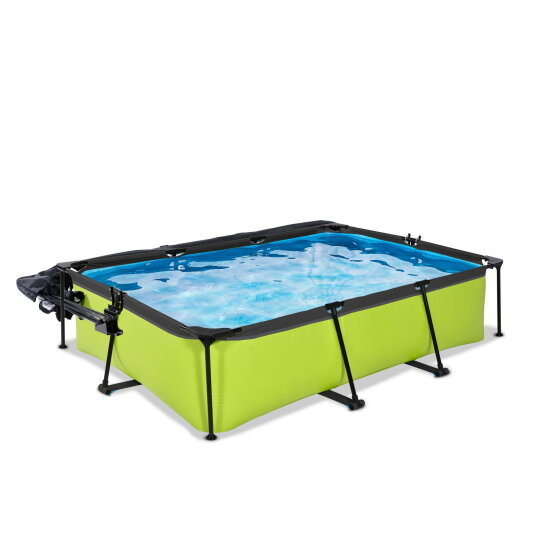 Piscine EXIT Lime 300x200x65cm avec pompe filtrante et d&ocirc;me et voile d'ombrage - vert