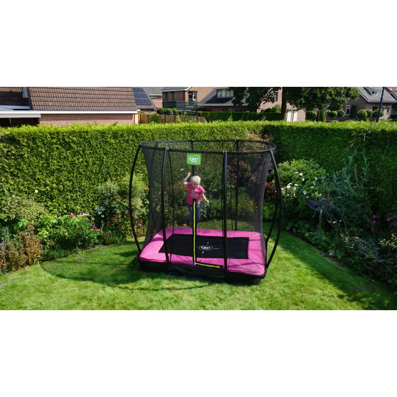 Trampoline enterré EXIT Silhouette 153x214cm avec filet de sécurité - rose