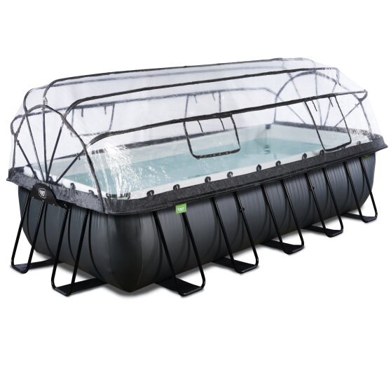 Piscine EXIT Black Leather 540x250x122cm avec pompe filtrante à sable et dôme et pompe à chaleur - noir