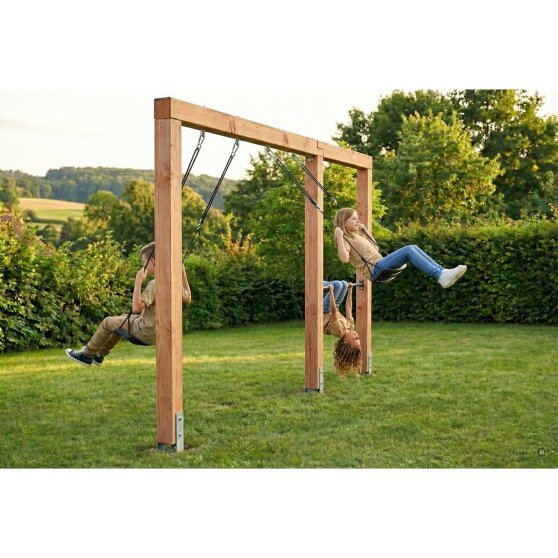 EXIT Linea Massiv 140 Balan&ccedil;oire double en bois avec barre fixe