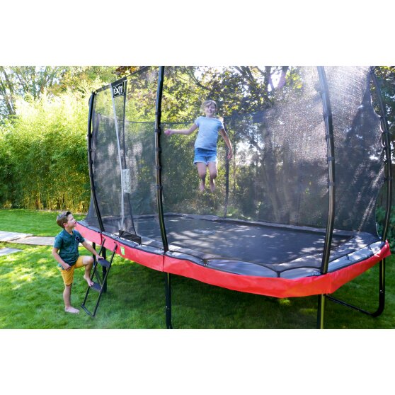 Trampoline EXIT Elegant de 214x366cm avec filet de sécurité Economy - gris