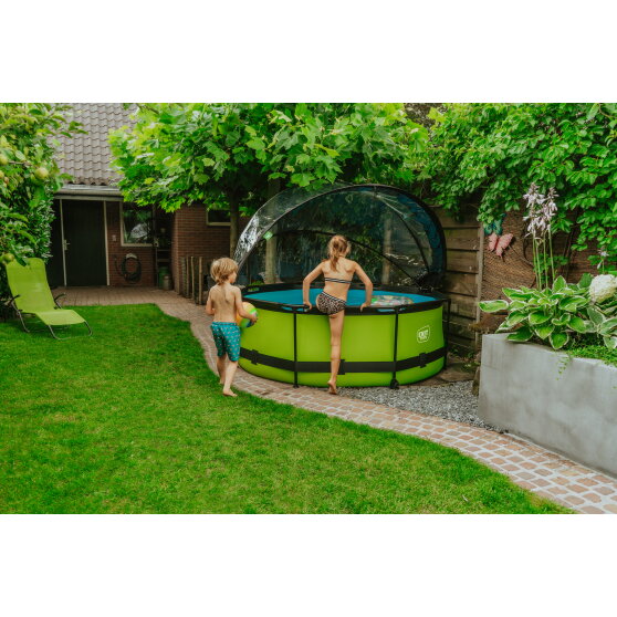 Piscine EXIT Lime ø244x76cm avec pompe filtrante et dôme - vert