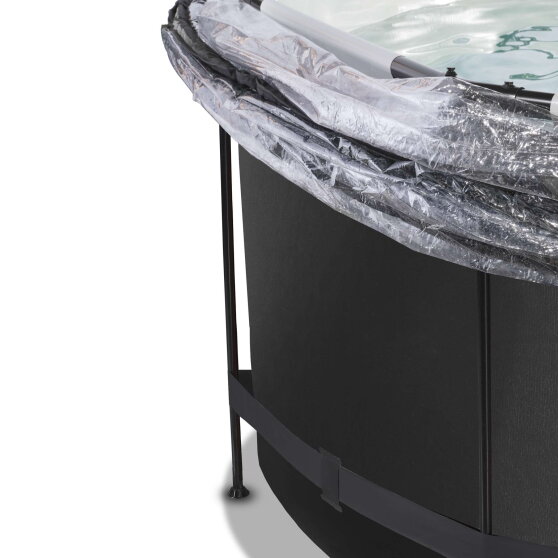 Piscine EXIT Black Leather &oslash;360x122cm avec pompe filtrante &agrave; sable et d&ocirc;me - noir
