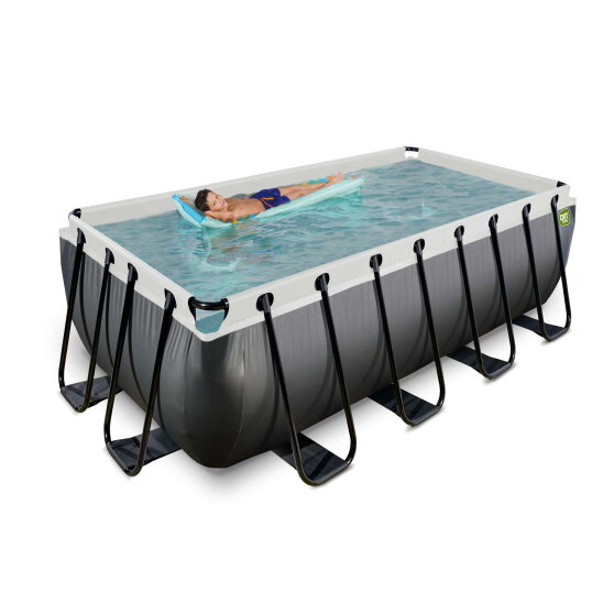 Piscine EXIT Black Leather 400x200x122cm avec pompe filtrante &agrave; sable - noir