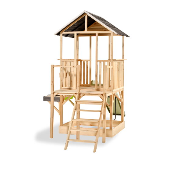 Maisonnette en bois avec toboggan, cuisine et bac à sable EXIT Panorama 550