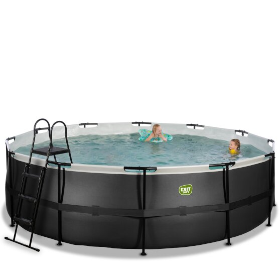 Piscine EXIT Black Leather ø488x122cm avec pompe filtrante - noir