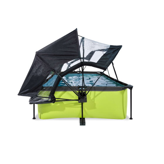 Piscine EXIT Lime 220x150x65cm avec pompe filtrante et dôme et voile d'ombrage - vert