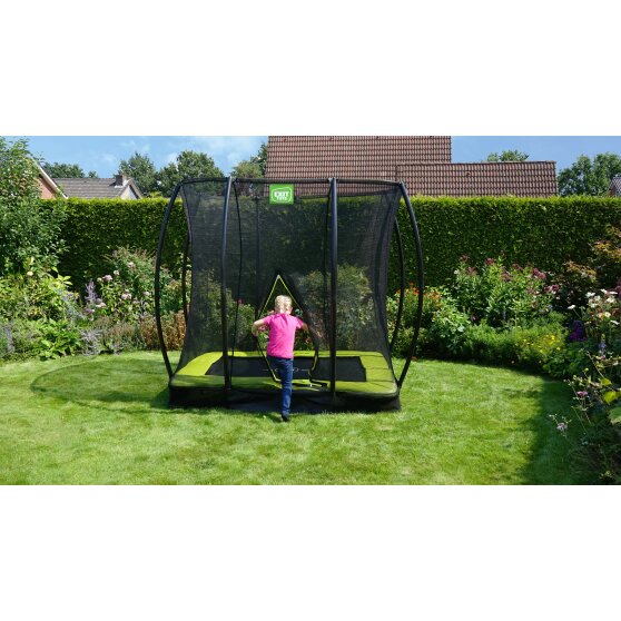 Trampoline enterré EXIT Silhouette 153x214cm avec filet de sécurité - vert