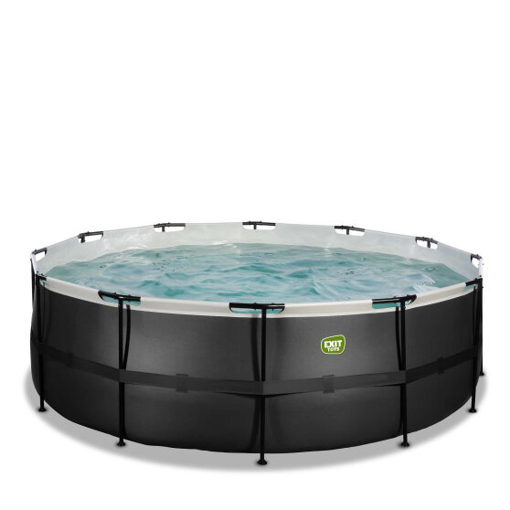 Piscine EXIT Black Leather ø427x122cm avec pompe filtrante - noir