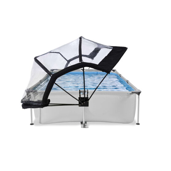 Piscine EXIT Soft Grey 300x200x65cm avec pompe filtrante et d&ocirc;me - gris