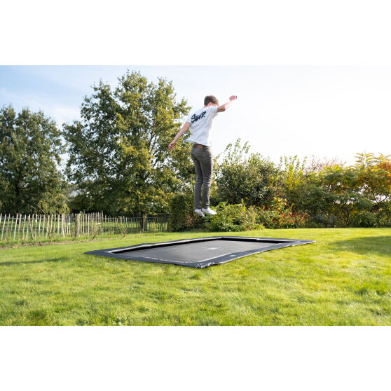 Trampoline de sport enterr&eacute; au niveau du sol EXIT InTerra 244x366cm - noir