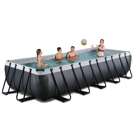 Piscine EXIT Black Leather 540x250x100cm avec pompe filtrante &agrave; sable - noir