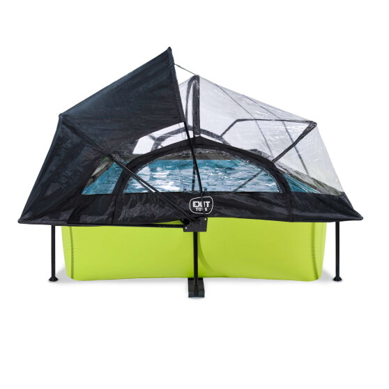 Piscine EXIT Lime 300x200x65cm avec pompe filtrante et d&ocirc;me et voile d'ombrage - vert