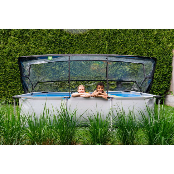 Piscine EXIT Soft Grey 300x200x65cm avec pompe filtrante et d&ocirc;me - gris