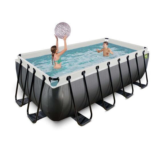 Piscine EXIT Black Leather 400x200x122cm avec pompe filtrante &agrave; sable - noir