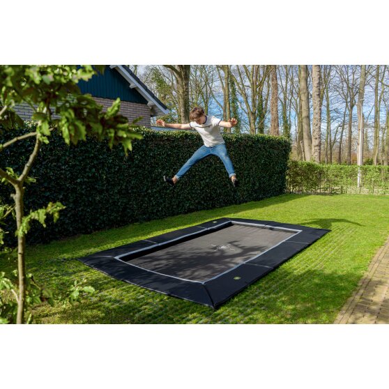 EXIT Dynamic trampoline enterré au niveau du sol 244x427cm avec dalles de sécurité Freezone - noir