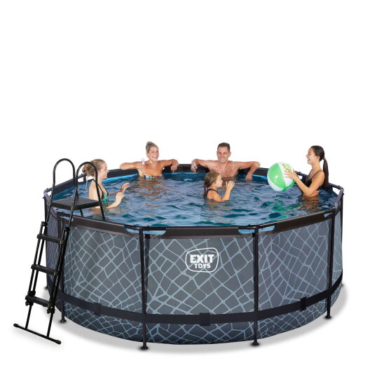 Piscine EXIT Stone ø360x122cm avec pompe filtrante - grise