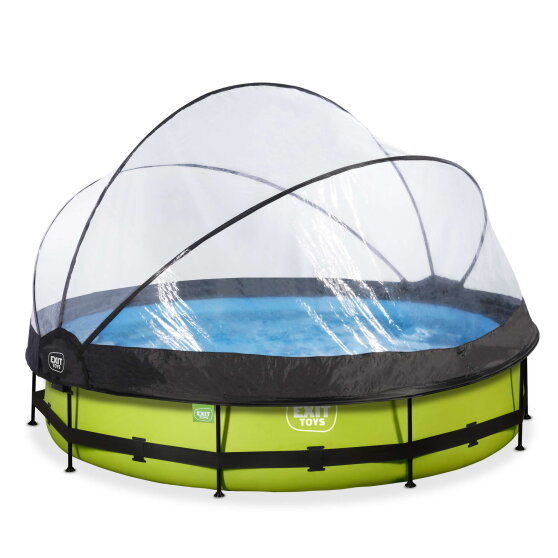 Piscine EXIT Lime &oslash;360x76cm avec pompe filtrante et d&ocirc;me - vert