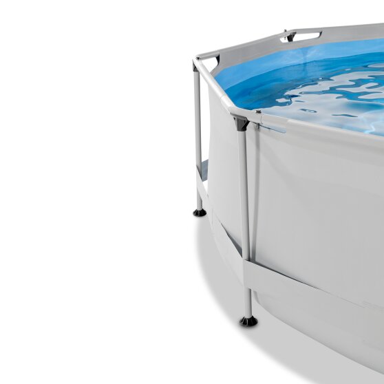 Piscine EXIT Soft Grey ø360x76cm avec pompe filtrante et dôme - gris