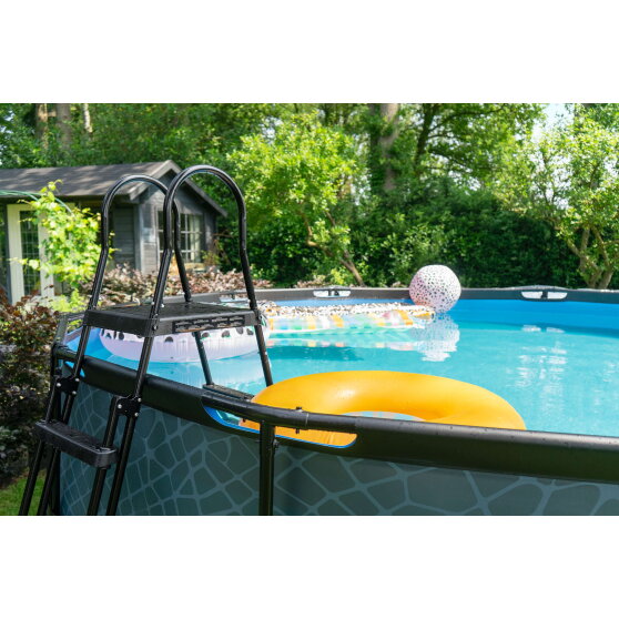 Piscine EXIT Wood &oslash;488x122cm avec pompe filtrante - marron