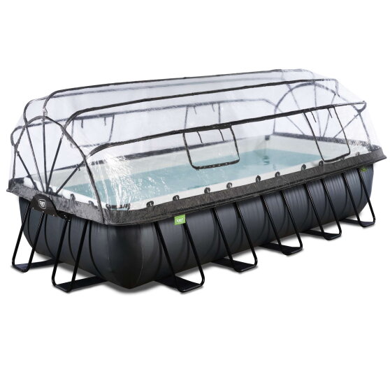 Piscine EXIT Black Leather 540x250x100cm avec pompe filtrante &agrave; sable et d&ocirc;me - noir