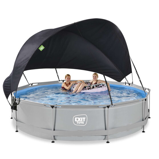 Piscine EXIT Soft Grey ø360x76cm avec pompe filtrante et voile d'ombrage - gris