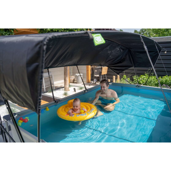 Piscine EXIT Soft Grey 300x200x65cm avec pompe filtrante et voile d'ombrage - gris