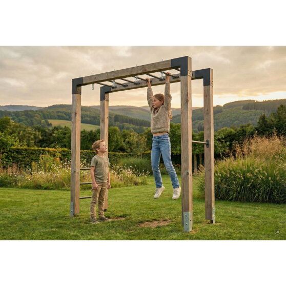 EXIT Linea Robust 110 Barre de singe en bois avec balançoire double