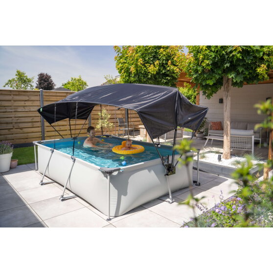 Piscine EXIT Soft Grey 300x200x65cm avec pompe filtrante et voile d'ombrage - gris