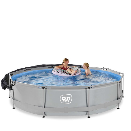 Piscine EXIT Soft Grey ø360x76cm avec pompe filtrante et voile d'ombrage - gris