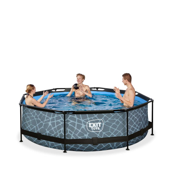 Piscine EXIT Stone ø300x76cm avec pompe filtrante - grise