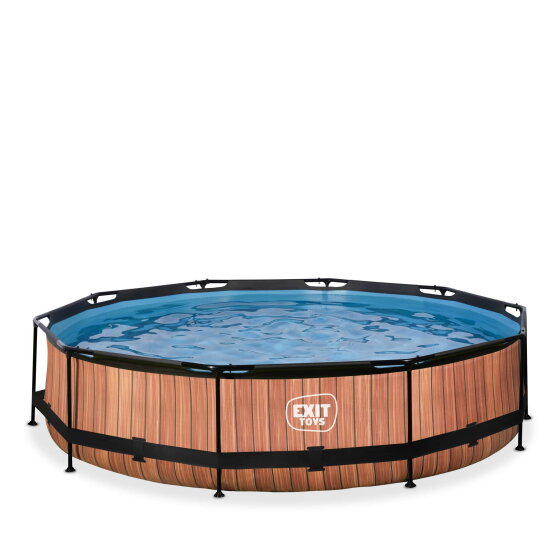 Piscine EXIT Wood &oslash;360x76cm avec pompe filtrante - marron