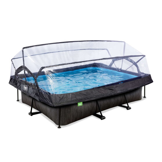 Piscine EXIT Black Wood 300x200x65cm avec pompe filtrante et d&ocirc;me - noir