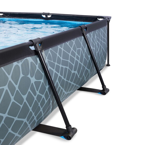 Piscine EXIT Stone 220x150x65cm avec pompe filtrante - grise
