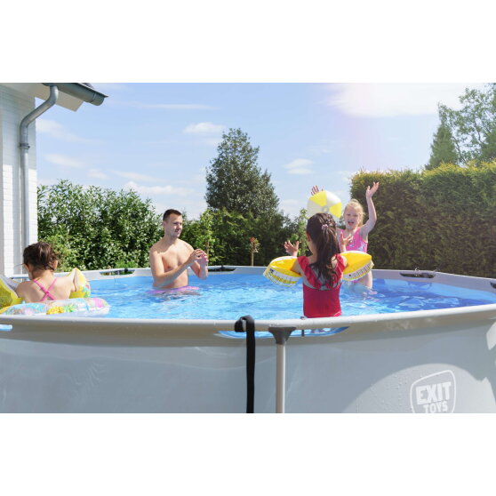 Piscine EXIT Soft Grey &oslash;360x76cm avec pompe filtrante - gris