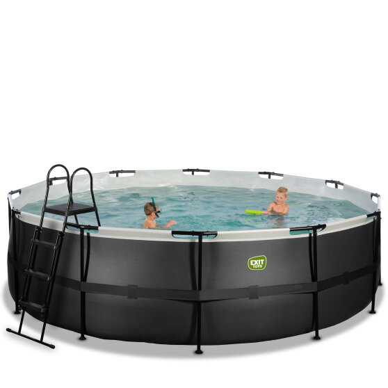 Piscine EXIT Black Leather ø488x122cm avec pompe filtrante à sable - noir
