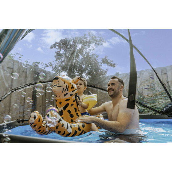 Piscine EXIT Wood &oslash;300x76cm avec pompe filtrante et d&ocirc;me - marron