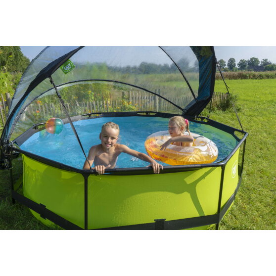 Piscine EXIT Lime &oslash;300x76cm avec pompe filtrante et d&ocirc;me - vert