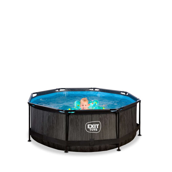 Piscine EXIT Black Wood &oslash;244x76cm avec pompe filtrante - noir