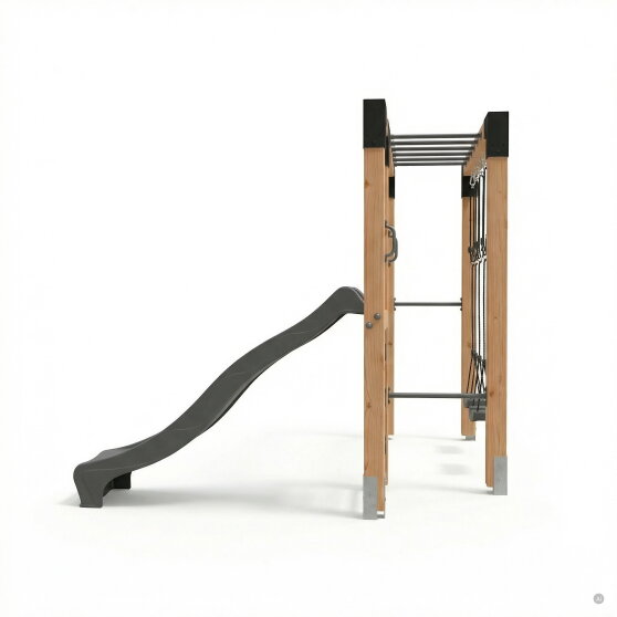 EXIT Linea Robust 110 Barre de singe en bois avec balan&ccedil;oire double et toboggan