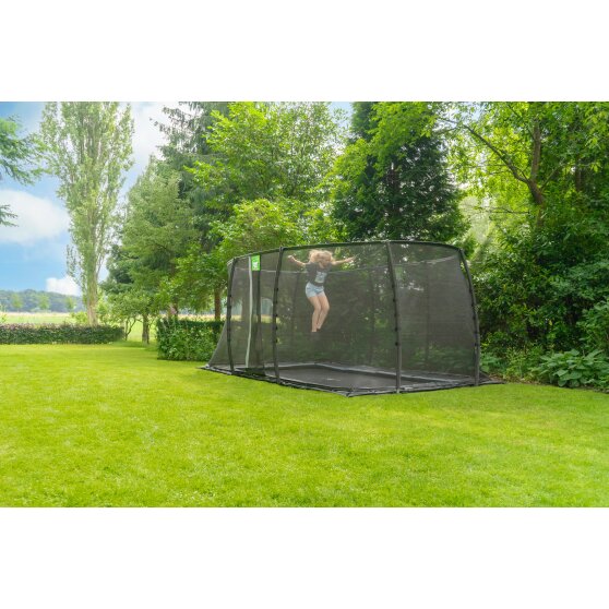 EXIT Dynamic trampoline enterré au niveau du sol 275x458cm avec filet de sécurité - noir