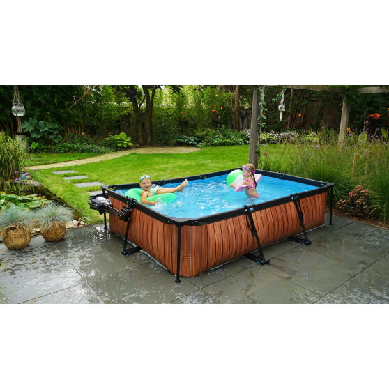 Piscine EXIT Wood 300x200x65cm avec pompe filtrante - marron