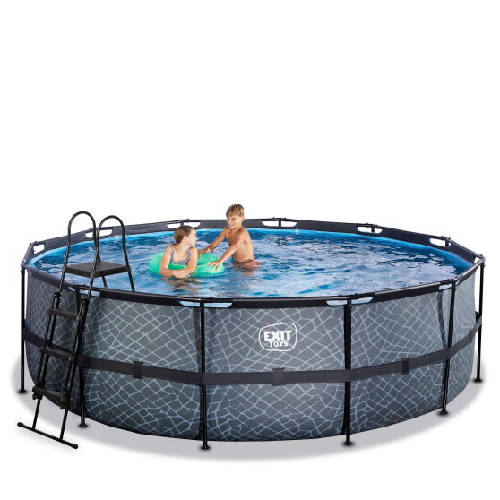 Piscine EXIT Stone &oslash;450x122cm avec pompe filtrante - grise