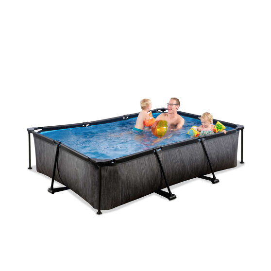 Piscine EXIT Black Wood 300x200x65cm avec pompe filtrante - noir