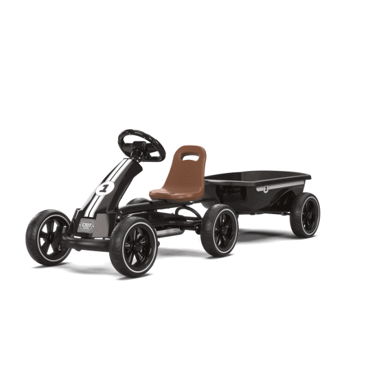 EXIT Foxy kart &agrave; p&eacute;dales avec remorque pour enfants noir | d&egrave;s 2 ans